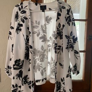 Black and white floral blazer